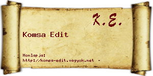 Komsa Edit névjegykártya